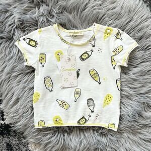 Aimama White Bottle Print Graphic Short Sleeve Tee Size 4T NEW